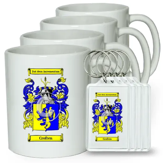 Croften Set of 4 Coffee Mugs and Keychains