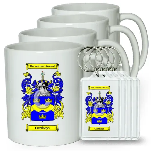 Curthoys Set of 4 Coffee Mugs and Keychains