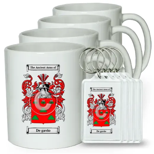 De gavio Set of 4 Coffee Mugs and Keychains