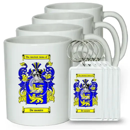 De monte Set of 4 Coffee Mugs and Keychains