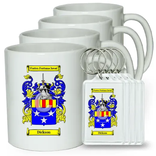 Dickson Set of 4 Coffee Mugs and Keychains