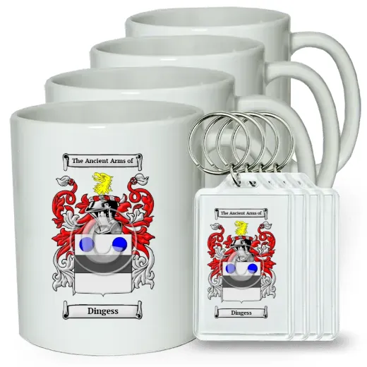 Dingess Set of 4 Coffee Mugs and Keychains