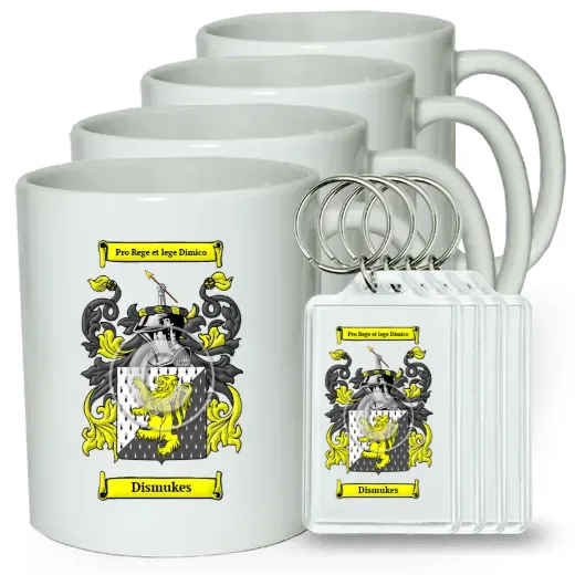 Dismukes Set of 4 Coffee Mugs and Keychains