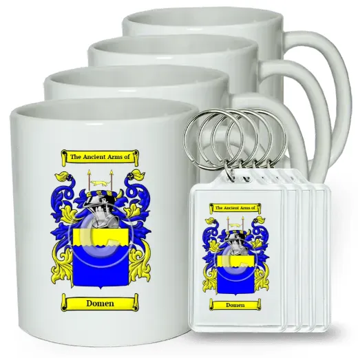Domen Set of 4 Coffee Mugs and Keychains