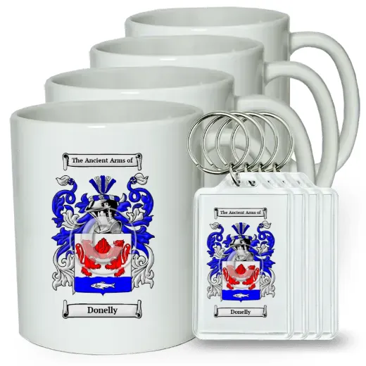 Donelly Set of 4 Coffee Mugs and Keychains