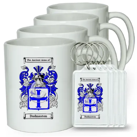 Dudmaston Set of 4 Coffee Mugs and Keychains