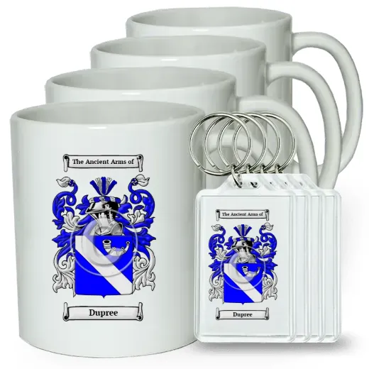 Dupree Set of 4 Coffee Mugs and Keychains