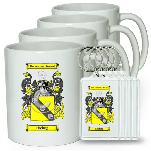 Ebeling Set of 4 Coffee Mugs and Keychains