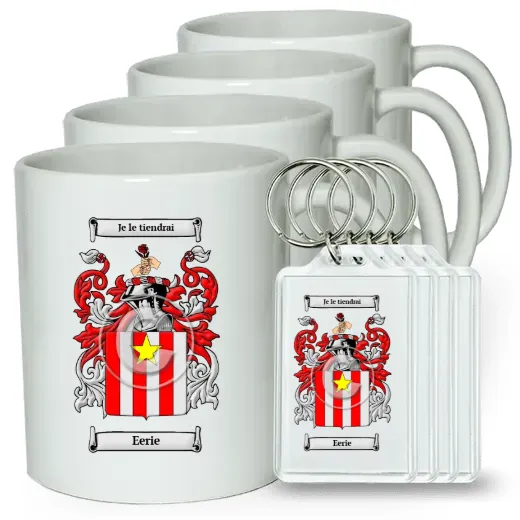 Eerie Set of 4 Coffee Mugs and Keychains