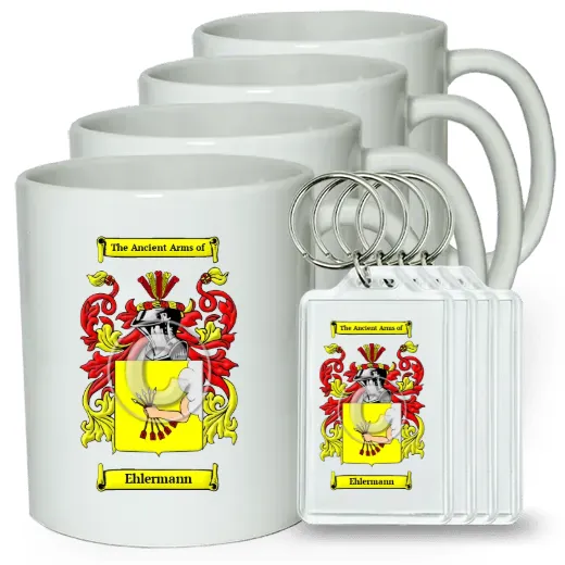 Ehlermann Set of 4 Coffee Mugs and Keychains
