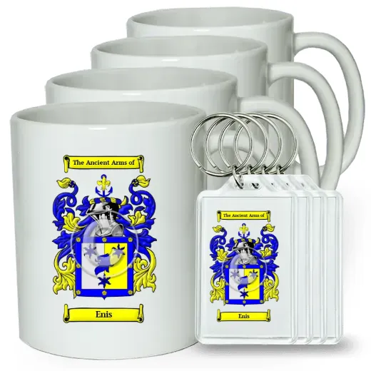 Enis Set of 4 Coffee Mugs and Keychains