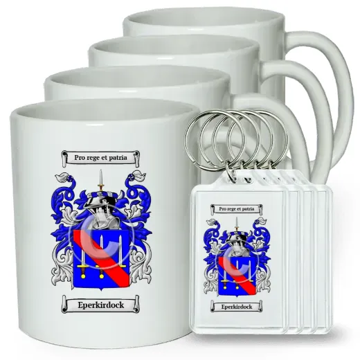 Eperkirdock Set of 4 Coffee Mugs and Keychains