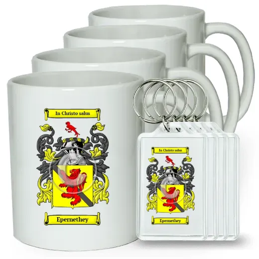 Epernethey Set of 4 Coffee Mugs and Keychains