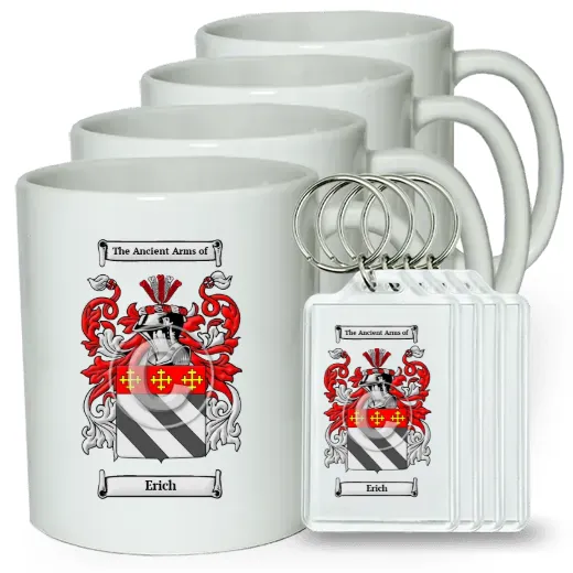 Erich Set of 4 Coffee Mugs and Keychains