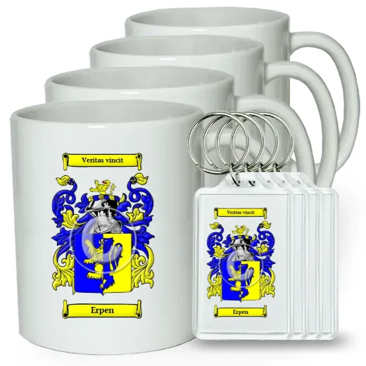 Erpen Set of 4 Coffee Mugs and Keychains