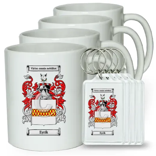 Eyrik Set of 4 Coffee Mugs and Keychains