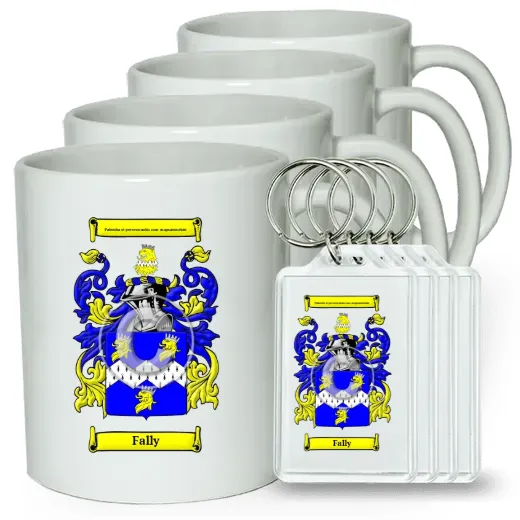 Fally Set of 4 Coffee Mugs and Keychains
