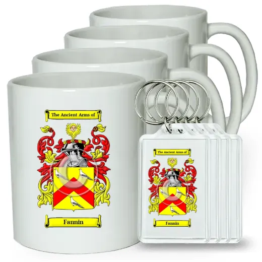 Fannin Set of 4 Coffee Mugs and Keychains