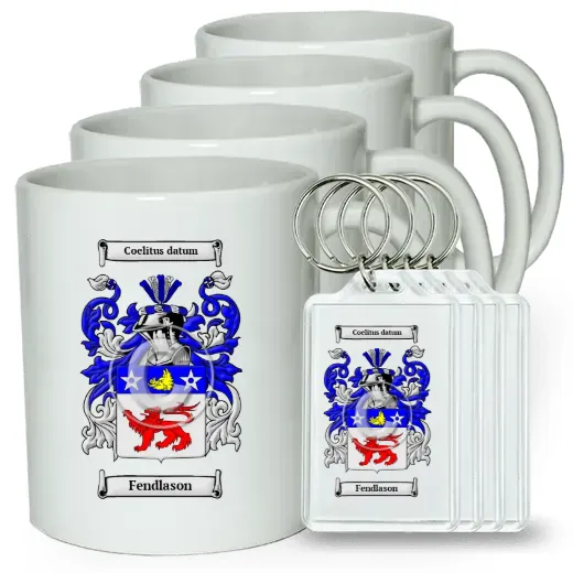 Fendlason Set of 4 Coffee Mugs and Keychains