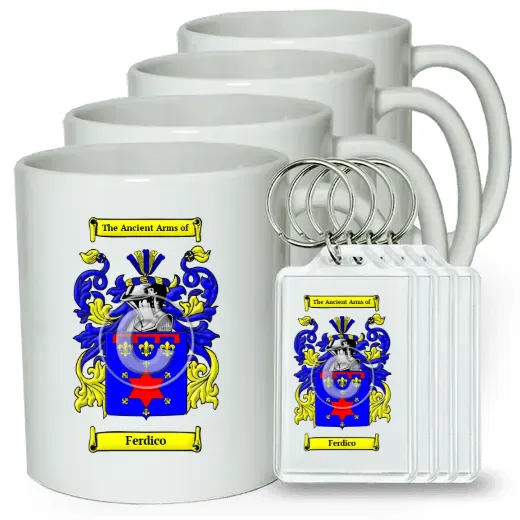 Ferdico Set of 4 Coffee Mugs and Keychains