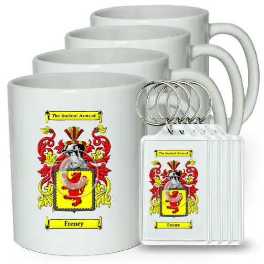 Freney Set of 4 Coffee Mugs and Keychains