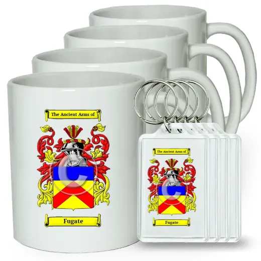 Fugate Set of 4 Coffee Mugs and Keychains