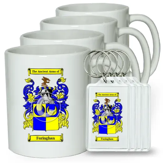 Furinghan Set of 4 Coffee Mugs and Keychains