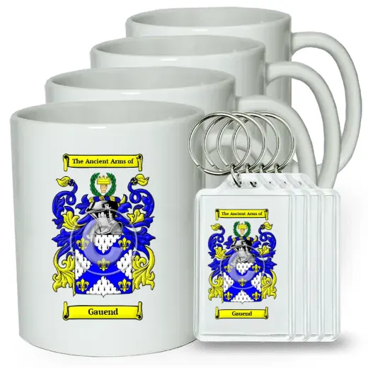 Gauend Set of 4 Coffee Mugs and Keychains