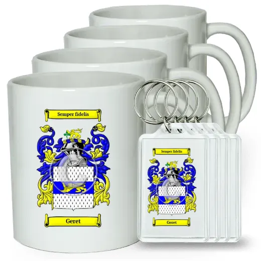 Geret Set of 4 Coffee Mugs and Keychains