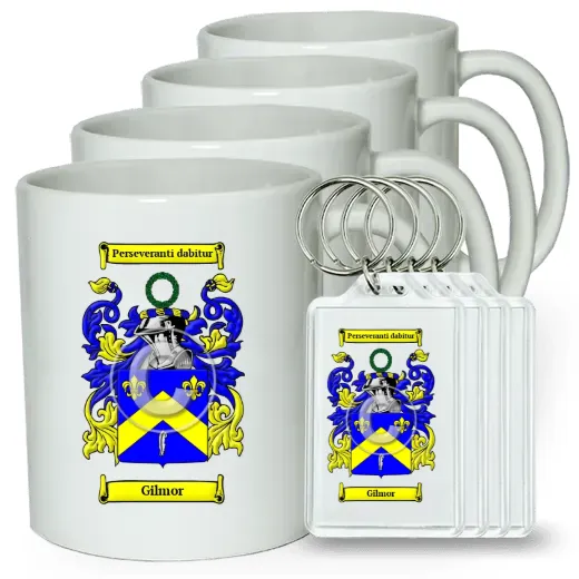 Gilmor Set of 4 Coffee Mugs and Keychains