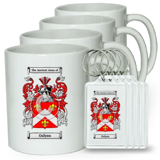 Gulyan Set of 4 Coffee Mugs and Keychains