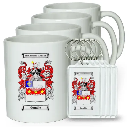 Gumble Set of 4 Coffee Mugs and Keychains