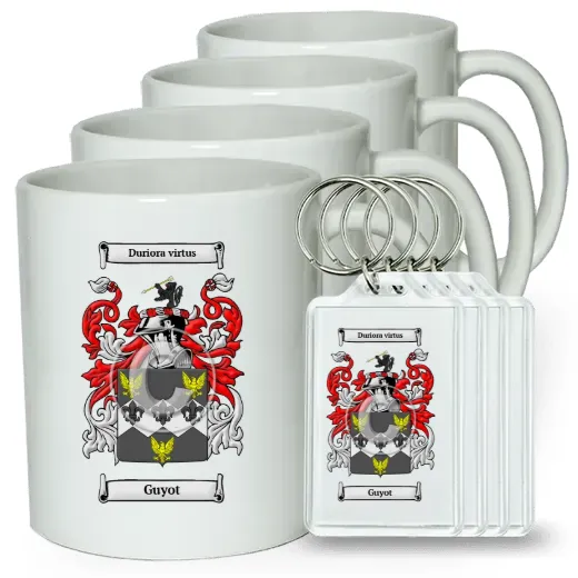 Guyot Set of 4 Coffee Mugs and Keychains