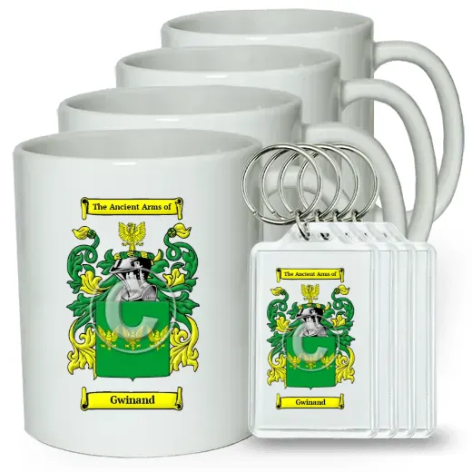 Gwinand Set of 4 Coffee Mugs and Keychains