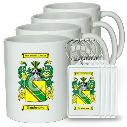 Hansborowe Set of 4 Coffee Mugs and Keychains