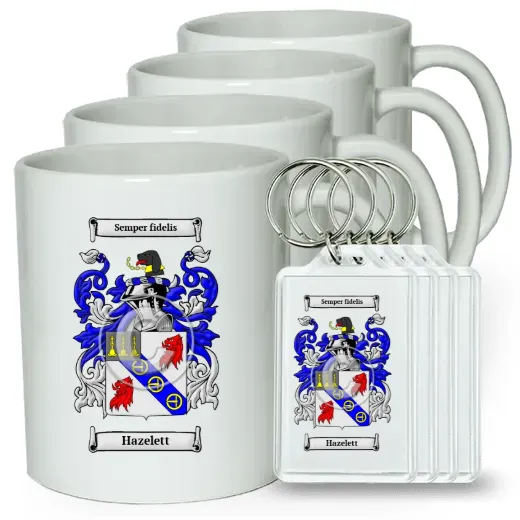 Hazelett Set of 4 Coffee Mugs and Keychains