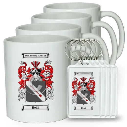 Heidi Set of 4 Coffee Mugs and Keychains