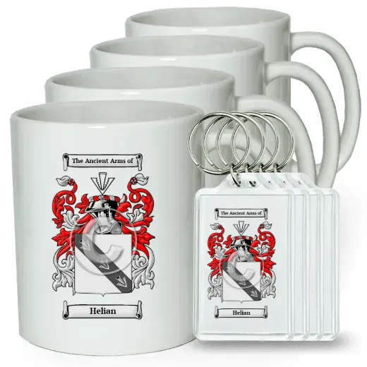 Helian Set of 4 Coffee Mugs and Keychains