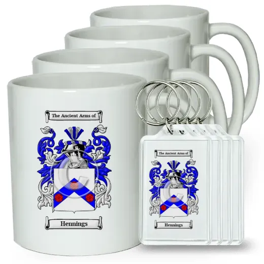 Hennings Set of 4 Coffee Mugs and Keychains