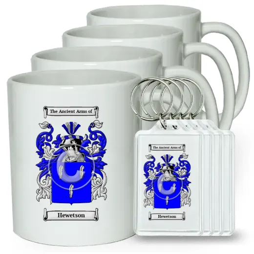 Hewetson Set of 4 Coffee Mugs and Keychains
