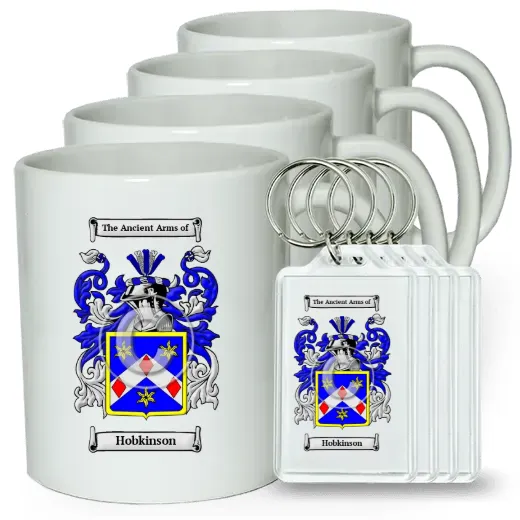 Hobkinson Set of 4 Coffee Mugs and Keychains