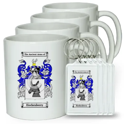 Hockenberry Set of 4 Coffee Mugs and Keychains
