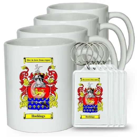 Hockings Set of 4 Coffee Mugs and Keychains