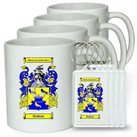 Hodson Set of 4 Coffee Mugs and Keychains