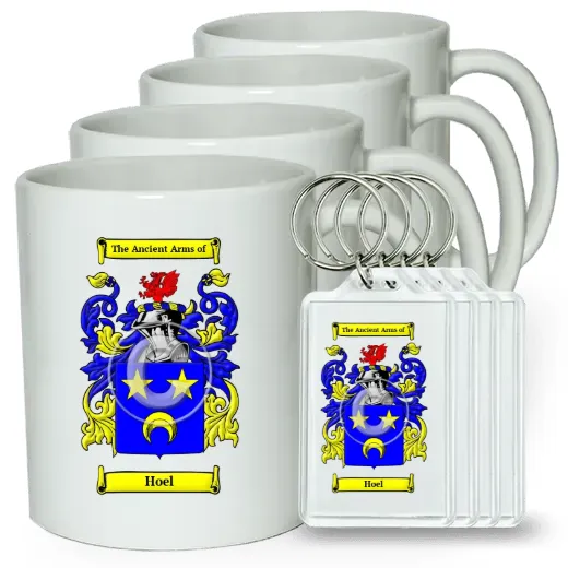 Hoel Set of 4 Coffee Mugs and Keychains