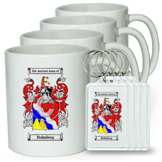 Holmberg Set of 4 Coffee Mugs and Keychains