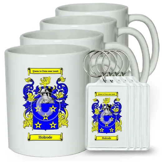 Holrode Set of 4 Coffee Mugs and Keychains