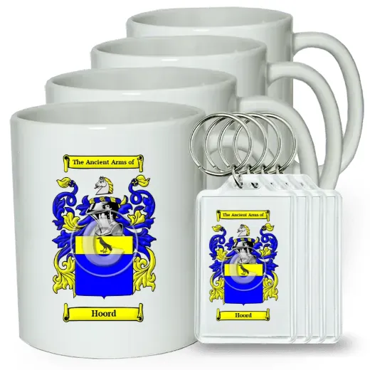 Hoord Set of 4 Coffee Mugs and Keychains