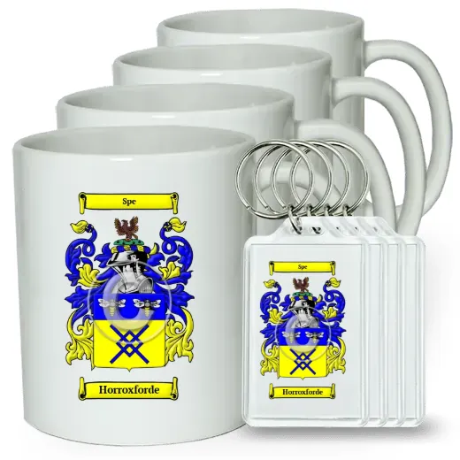 Horroxforde Set of 4 Coffee Mugs and Keychains
