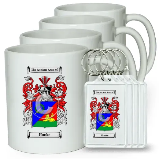 Hunke Set of 4 Coffee Mugs and Keychains